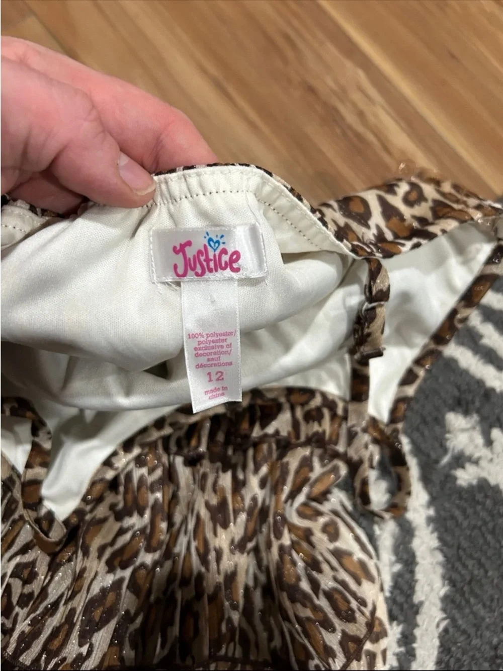 Justice Leopard Print Tiered Slip Dress - Brown & Cream Size 12